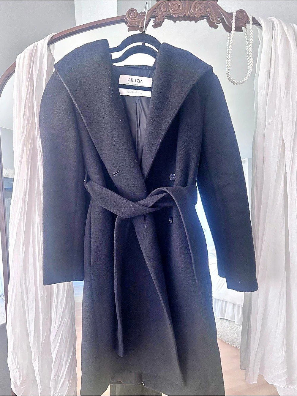 Aritzia The Emilie Coat Black Belted Coat